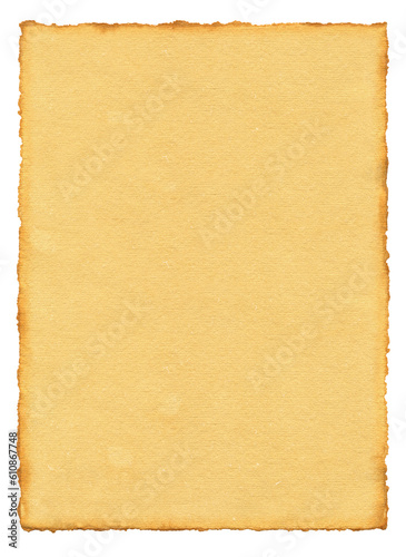 Old parchment paper texture background. Isolated on white