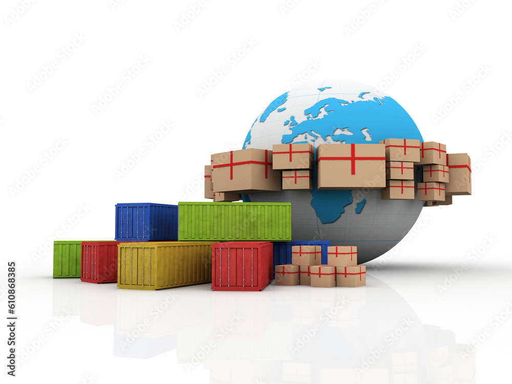 Obraz premium 3d illustration Container export concept 