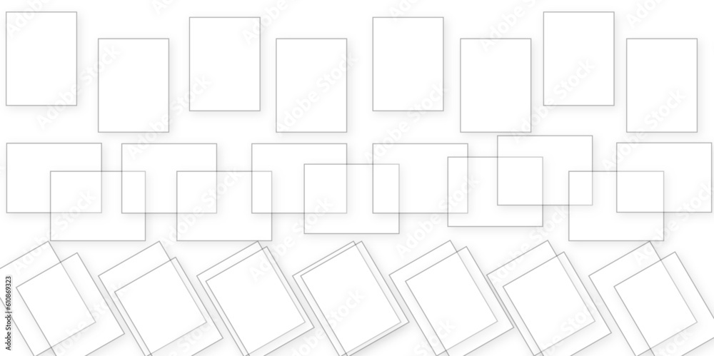 	
Abstract Geometric background with squares in bright light with soft shadows as pattern. Simple minimal backdrop for advertising, design. Business cards isolated .paper texture design