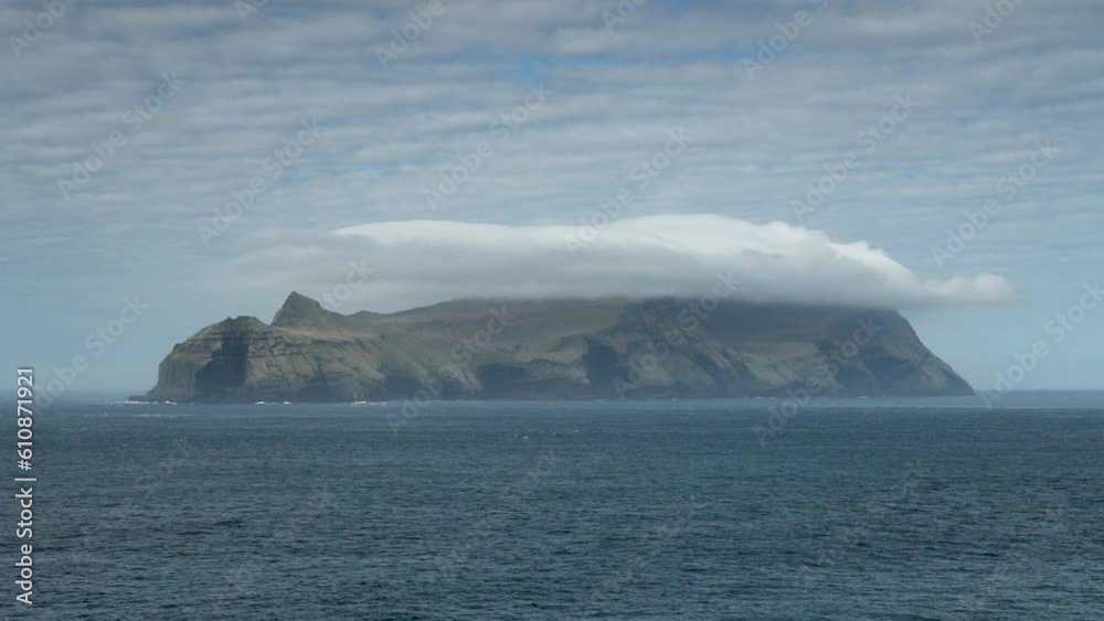 Beautiful Cloudscape Over Cliffs On Mykines Island In The Faroe Islands, Denmark. Timelapse Beautiful Cloudscape Over Cliffs On Mykines Island In The Faroe Islands, Denmark. Timelapse