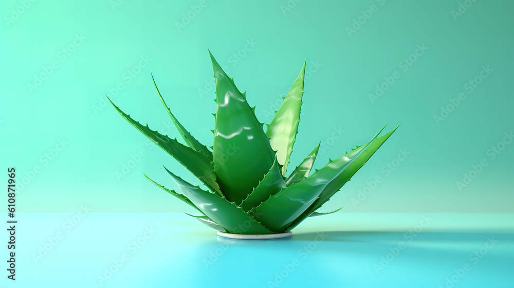 aloe vera on , background, Bright color. Generative Ai aloe vera on , background, Bright color. Generative Ai