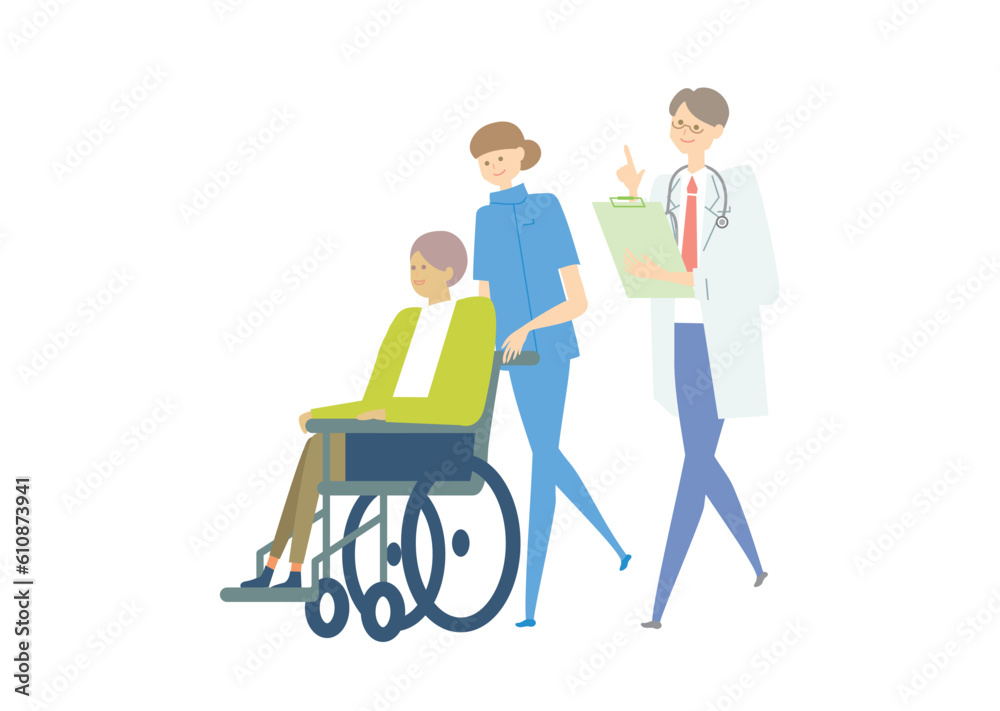 車椅子_medical care_variation_医療、人物セットmedical care_variation_医療、人物セット
