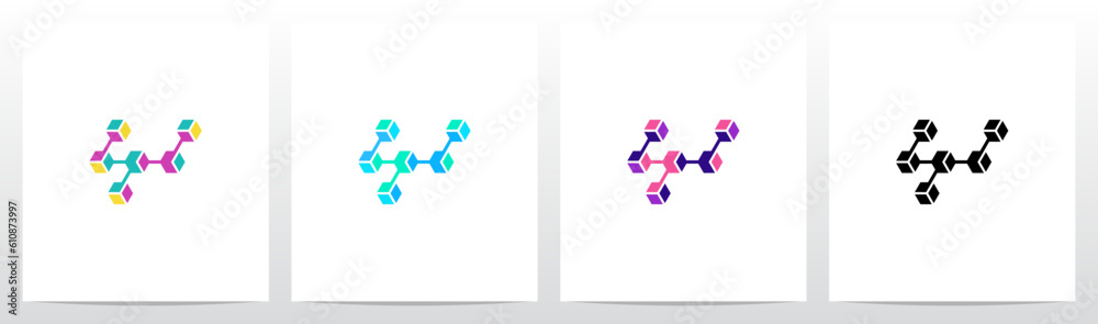 Cube Hexagon Linked Together Letter Logo Design Y