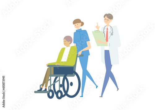 車椅子_medical care_variation_医療、人物セットmedical care_variation_医療、人物セット