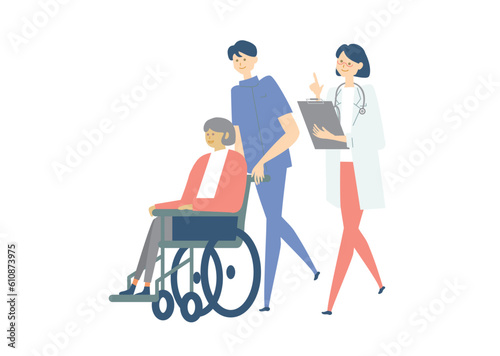 車椅子_medical care_variation_医療、人物セットmedical care_variation_医療、人物セット