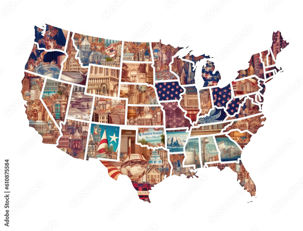 map-of-the-united-state-has-a-large-american-flag-generative-ai-stock