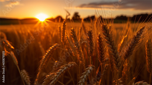 Golden and Romantic Wheat Field Landscape
