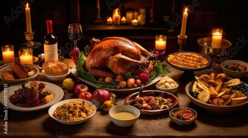 roasted chicken food thanksgiving with generative ai