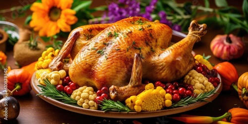 roasted chicken food thanksgiving with generative ai