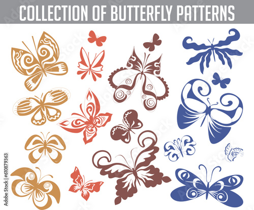 collection of butterfly patterns vector set decor tattoo
