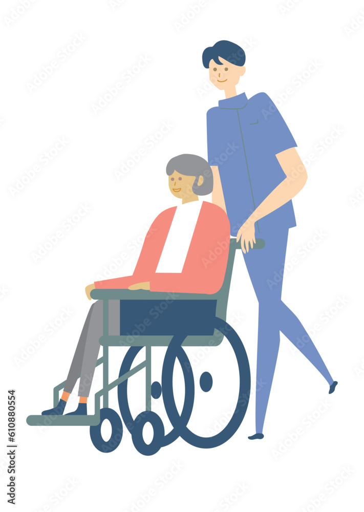 車椅子_medical care_variation_医療、人物セット