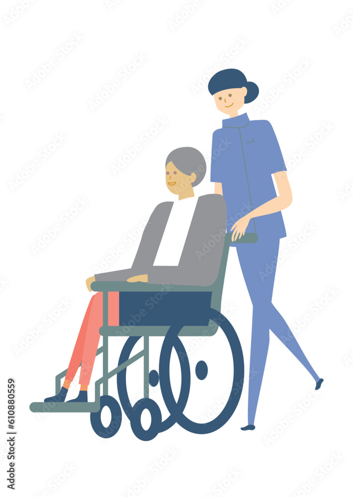 車椅子_medical care_variation_医療、人物セット