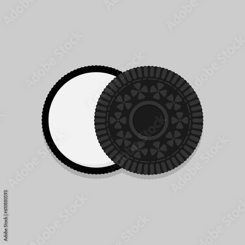 Cookies sandwich cream in Chocolate. flat illustration vector
