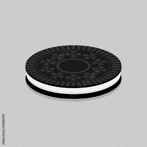 Cookies sandwich cream in Chocolate. flat illustration vector