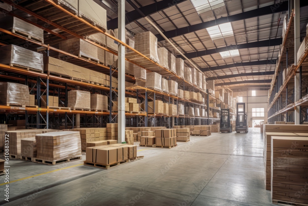 warehouse with forklift, generative ai warehouse with forklift, generative ai