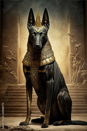 anubis with german shepered head Generative AI