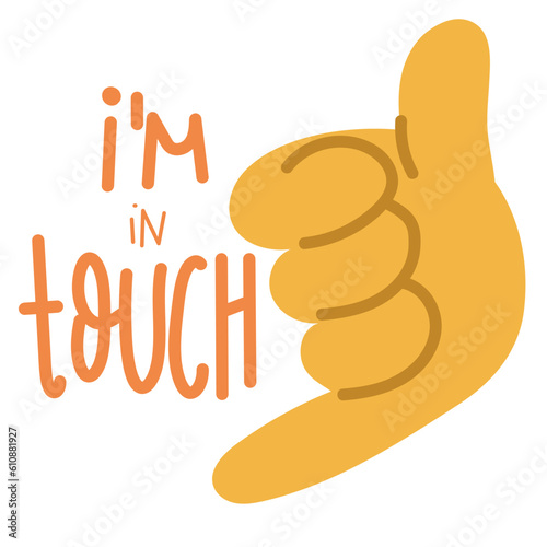 A banner with an illustration of a large cartoon hand, which depicts a handset sign. The hand is clenched into a fist, and the thumb and little finger are open - the bell. Inspiring Square banner