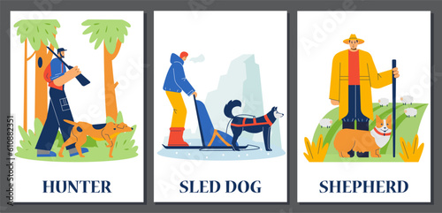 Set of posters or vertical banners about assistance gods flat style