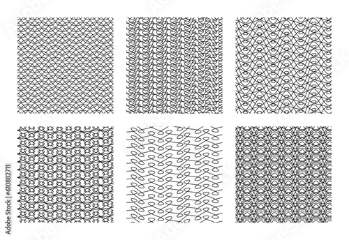 Guilloche seamless patterns. Certificate, money banknote texture. Abstract watermark currency security pattern editable stroke. Vector geometric textures