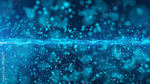 Abstract digital blue particle wave and light abstract background