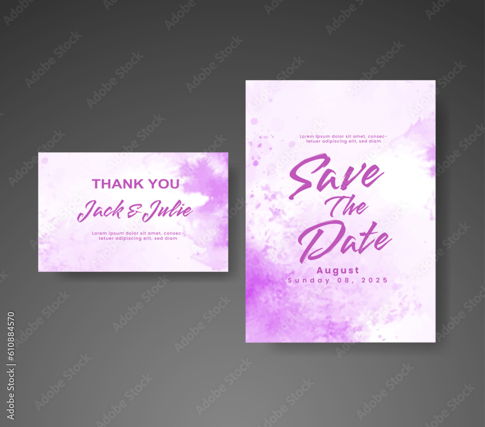 Wedding invitation with abstract watercolor background