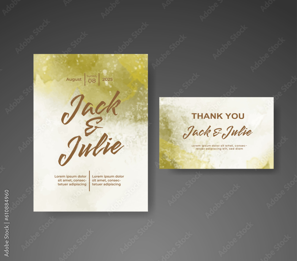 Wedding invitation with abstract watercolor background