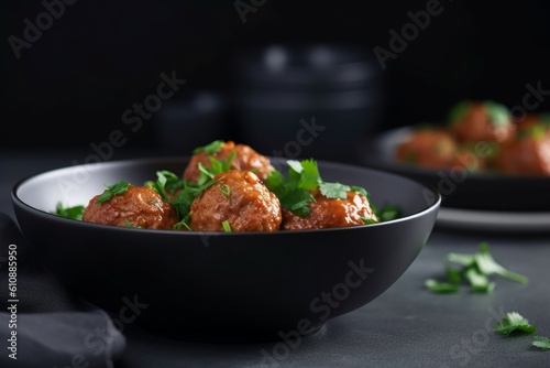 Cooked meatballs meal. Generate Ai