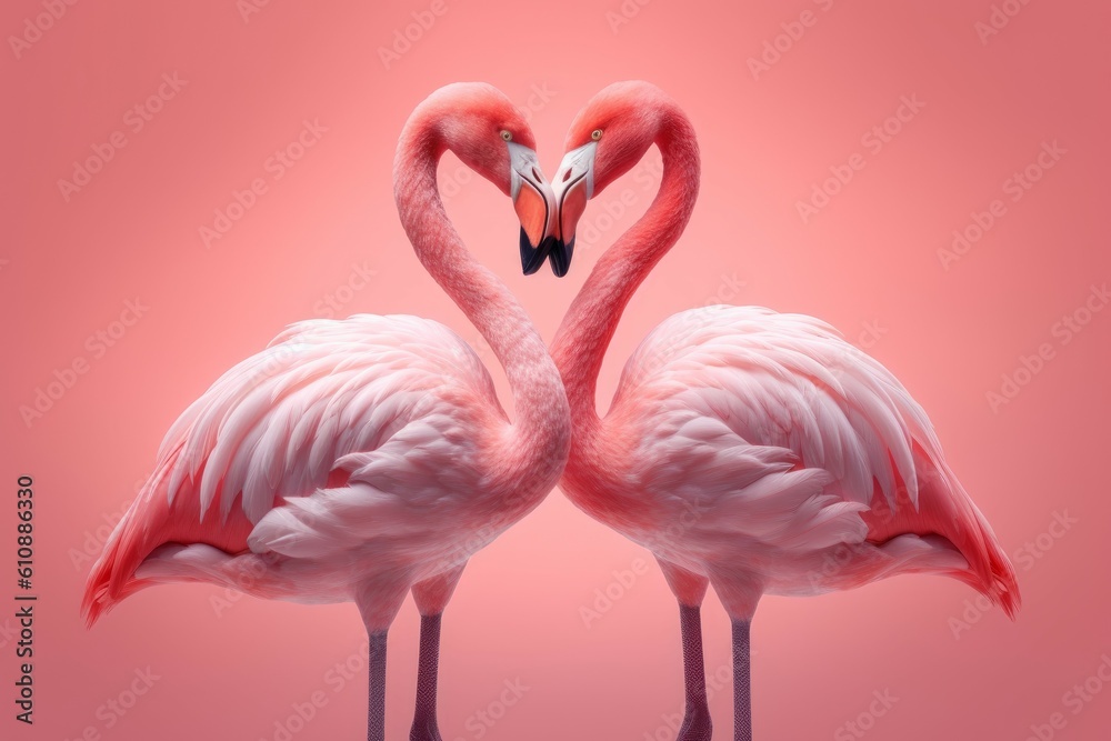 Flamingo kissing. Generate Ai