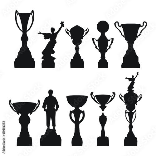 Silhouettes of cups for awarding the achievements of the winners.