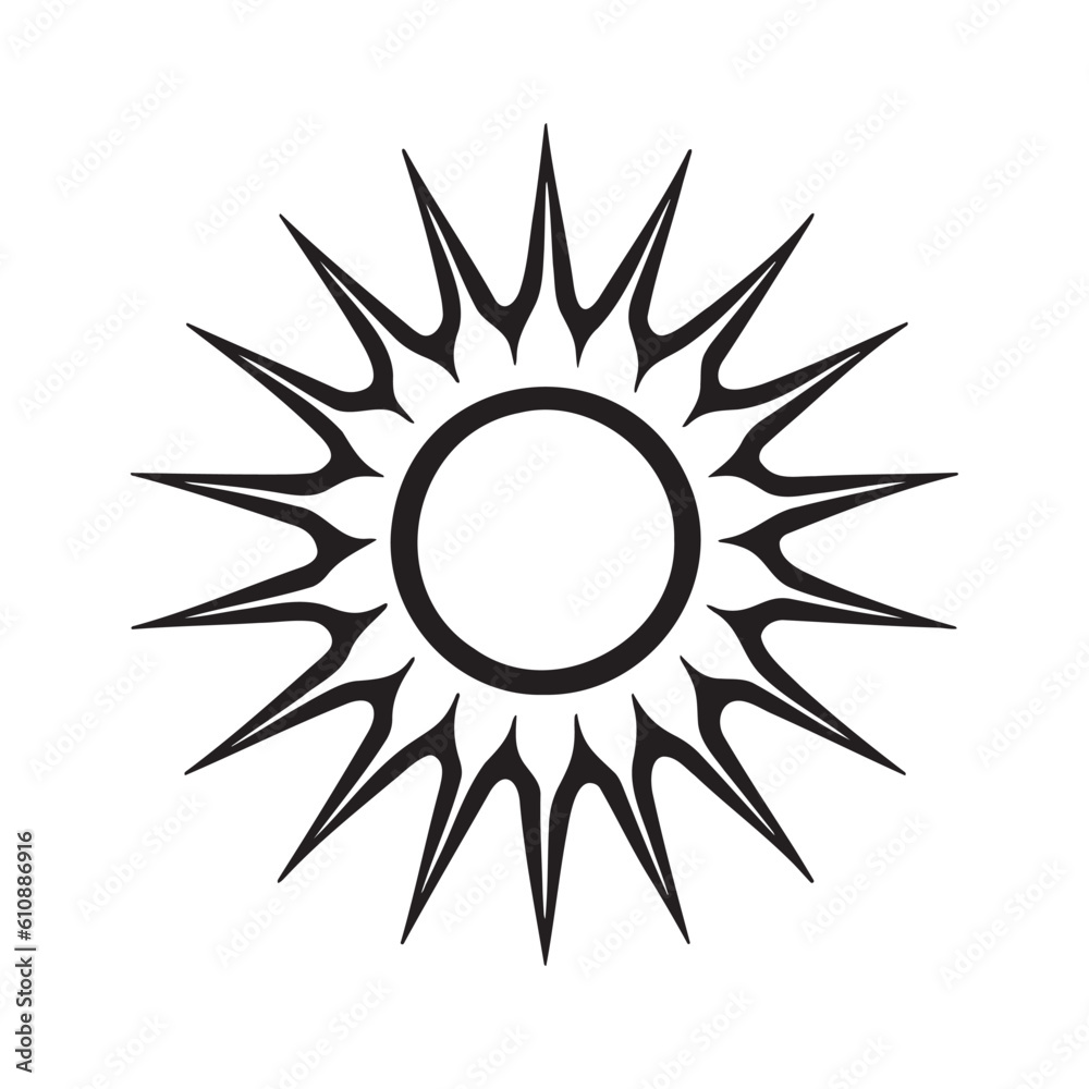 Sun silhouette logo isolated on white background Sun silhouette logo isolated on white background