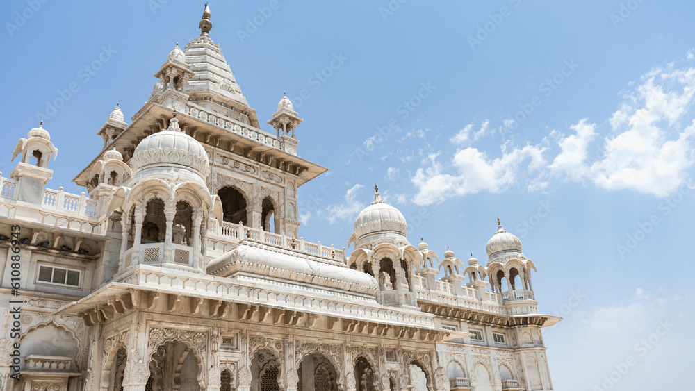Marble India Palace with  a blue sky in a sunny day