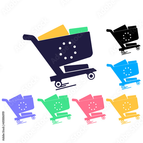 Shopping cart icon illustration isolated on transparent background