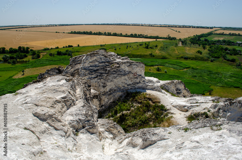 Chalk mountains and rocks against the blue sky and nature. Chalk mountains and rocks against the blue sky and nature.