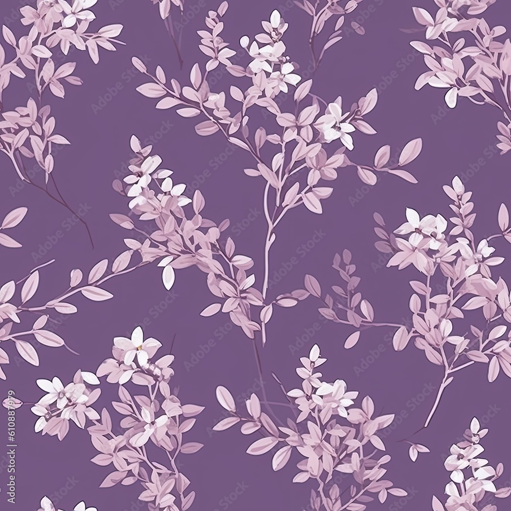 Fototapeta premium Simple small flowers, seamless floral pattern. Generative AI