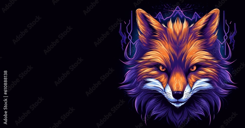 Fox face fiery banner. Generate Ai Fox face fiery banner. Generate Ai