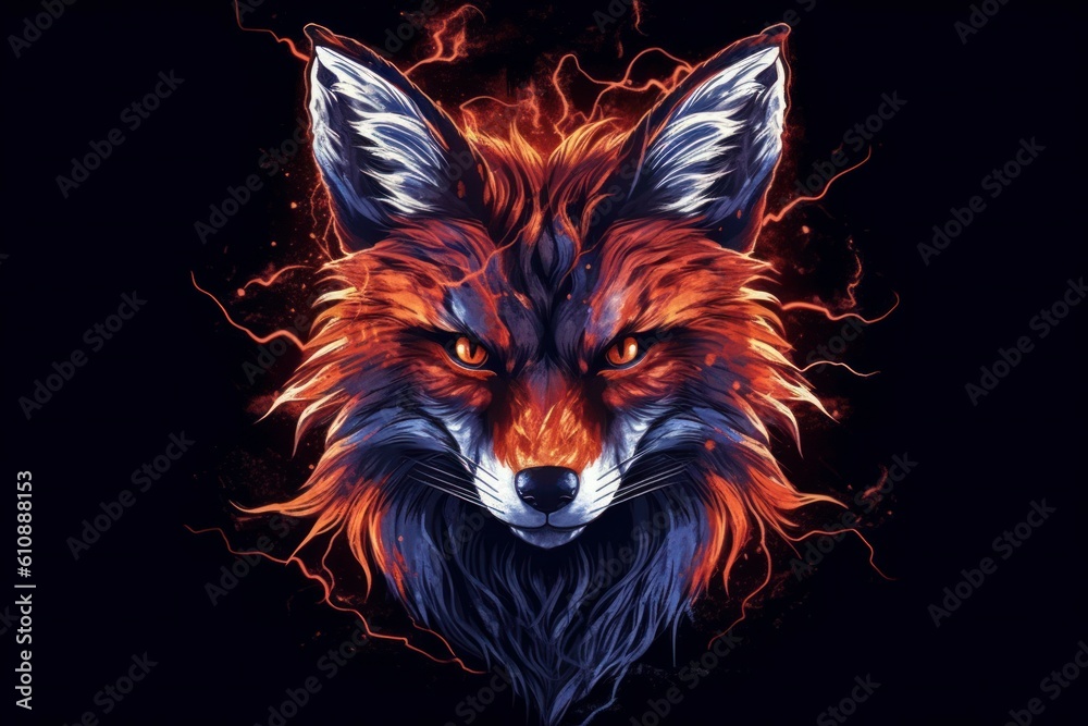Fox face fiery spring. Generate Ai Fox face fiery spring. Generate Ai