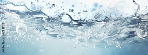 Bright light water splashes texture, background banner wallpaper, - Closeup of bubbling water with water drops splashing up Generative AI