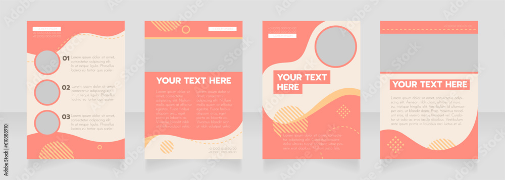 Organization red wavy blank brochure layout design. Service info. Vertical poster template set with empty copy space for text. Premade corporate reports collection. Editable flyer paper pages