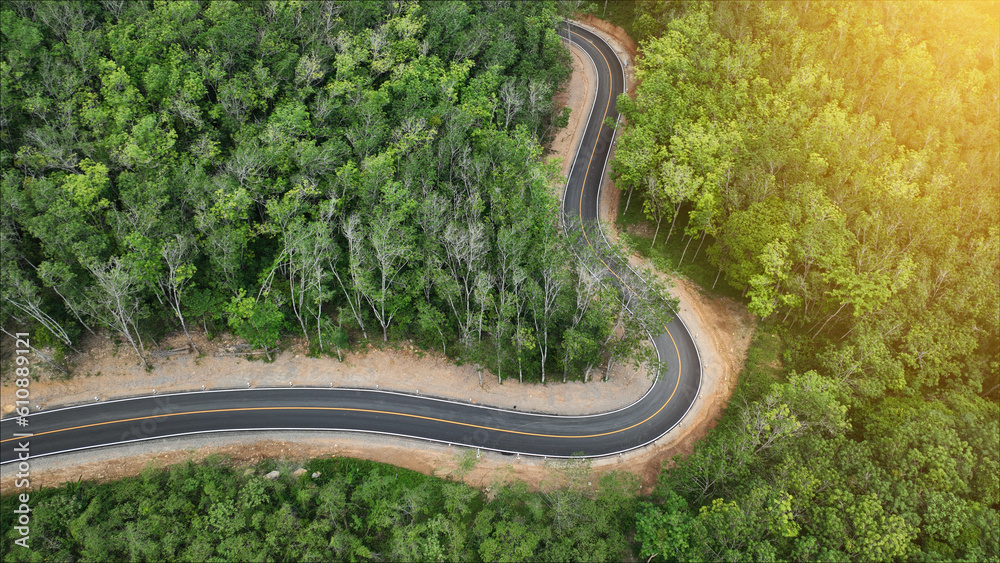 Road in the middle of the tropical forest, Thailand Road in the middle of the tropical forest, Thailand