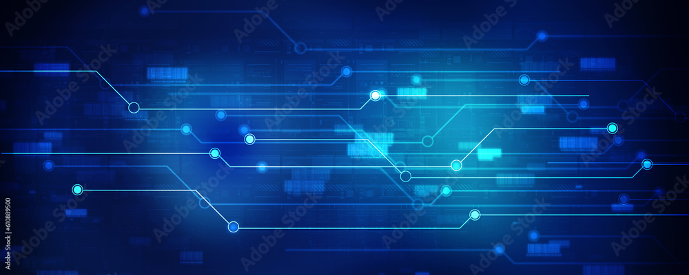 2d illustration Abstract futuristic electronic circuit technology background