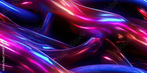 Abstract 3D Background with colorful Wavy Lines. Seamless background pattern. Generative AI
