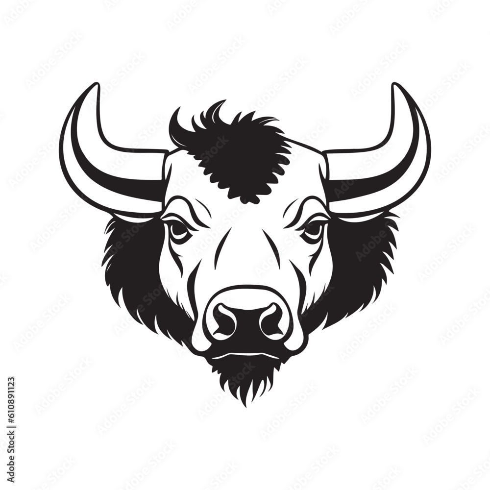 Bull head black and white vector icon. Bull head black and white vector icon.