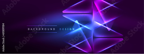 Neon lights hacking geometric background, virtual reality or artificial intelligence concept, cyberpunk geometric template for wallpaper, banner, presentation, background