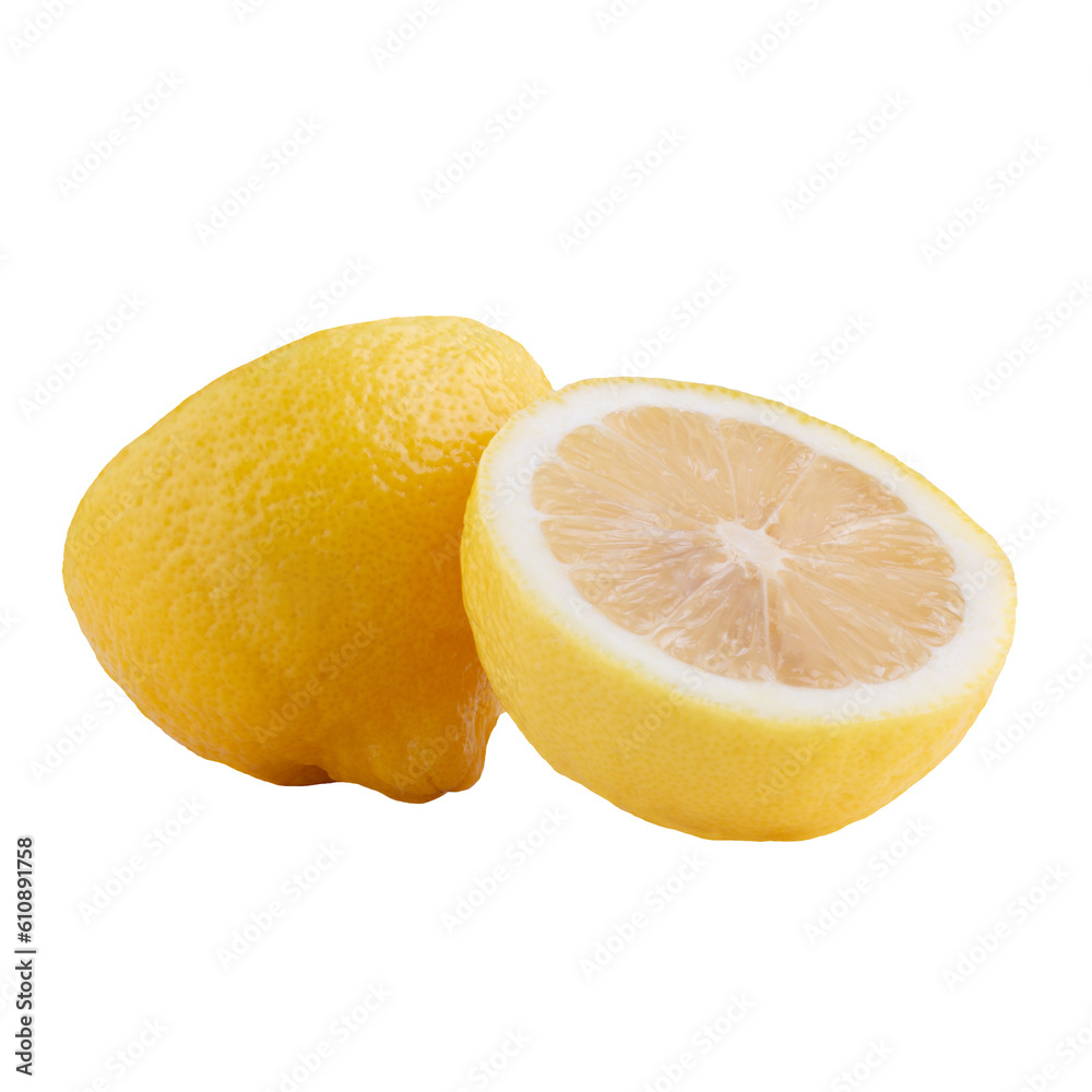 yellow lemon isolated on transparent background