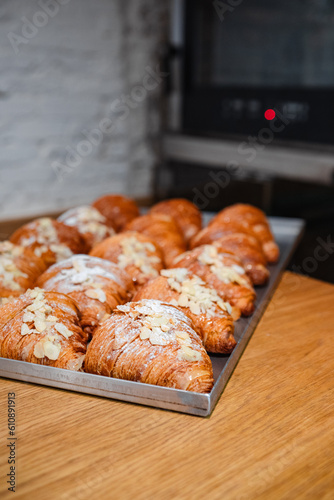 ready-made croissants on a baking sheet