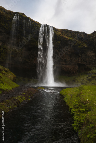 Fototapeta Naklejka Na Ścianę i Meble -  Seljalandsfoss in south iceland in moody weather conditions