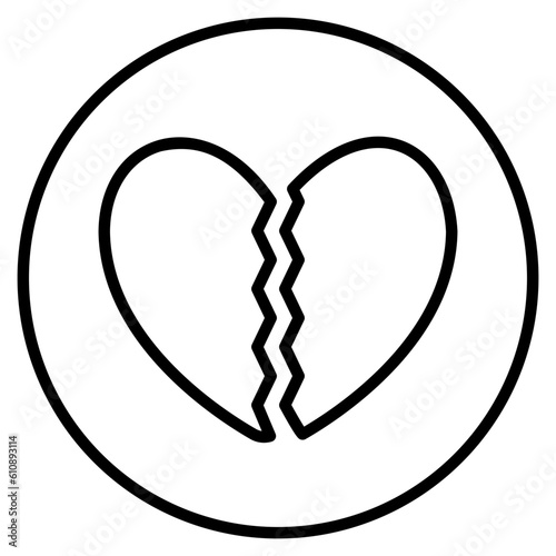 Broken heart icon in line style, use for website mobile app presentation