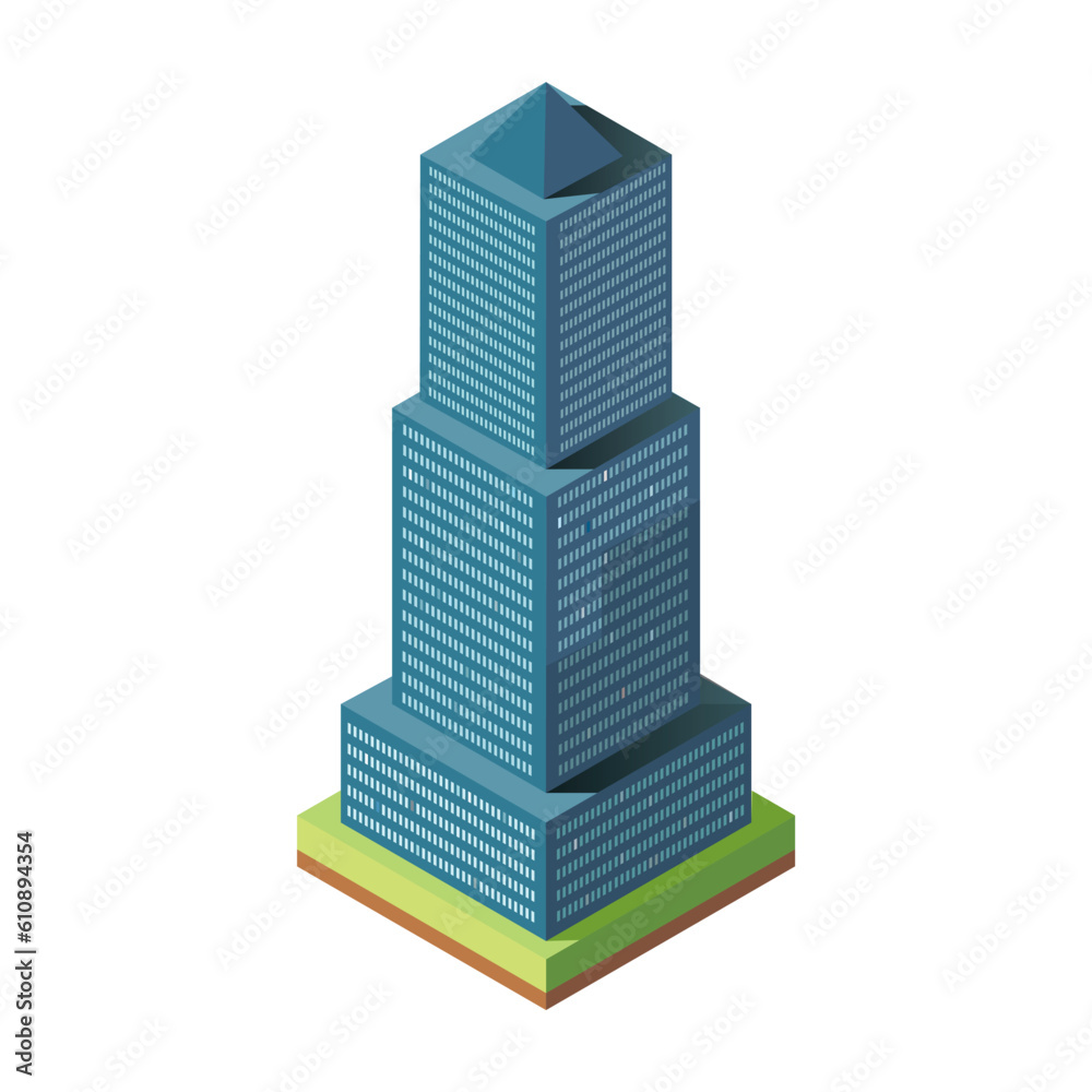 3d vector illustration of a building, isometric skyscraper 3d vector illustration of a building, isometric skyscraper