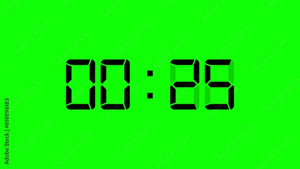 Digital countdown 30 seconds on green screen background Digital countdown 30 seconds on green screen background