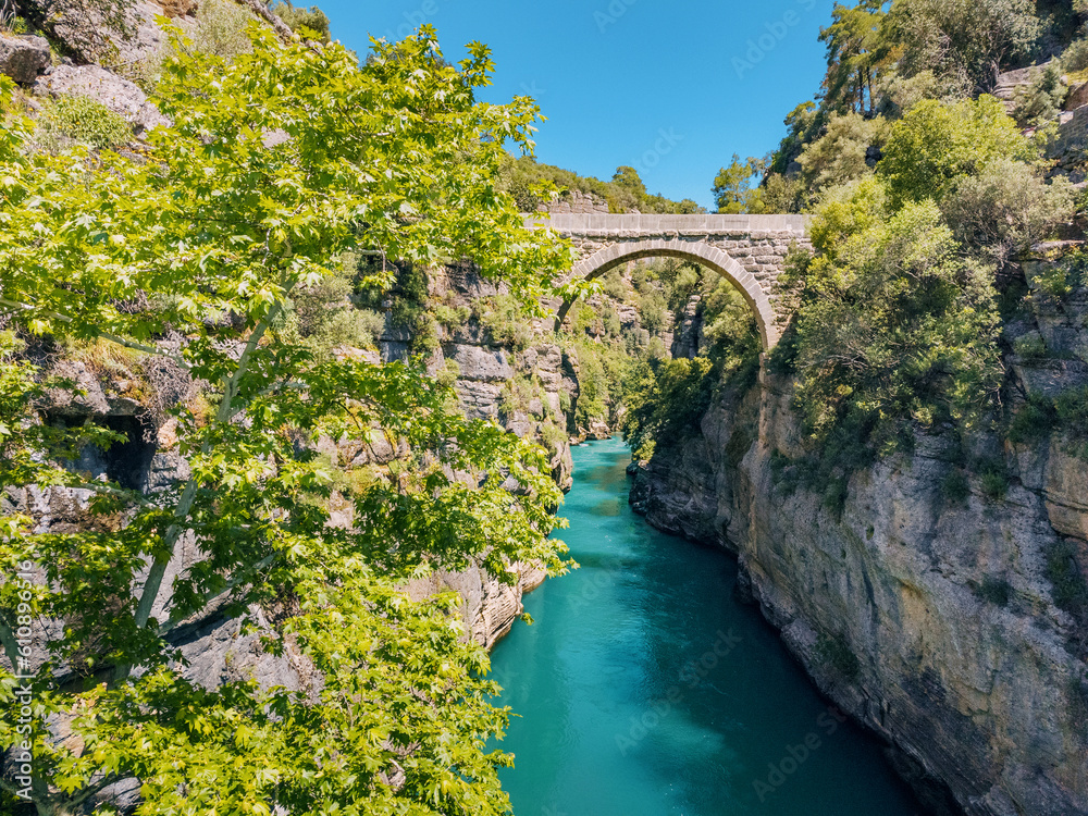 Koprulu ancient bridge in Tazi canyon in Antalya region